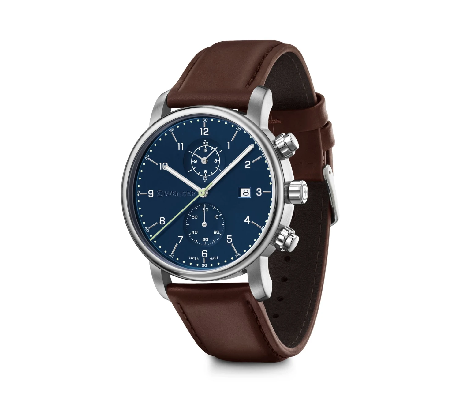 WENGER URBAN CLASSSIC CHRONO BLUE – BROWN 42mm – Image 3