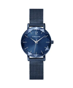 PIERRE LANNIER MULTIPLES BLUE MILANESE STEEL WATCH