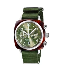 BRISTON WATCH CLUBMASTER CLASSIC ACETATE OLIVE GREEN 40MM