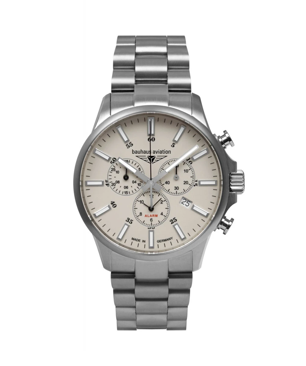 BAUHAUS WATCH AVIATION SILVER CHRONOGRAPH