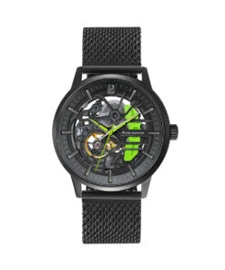 PIERRE LANNIER PADDOCK BLACK STEEL WATCH