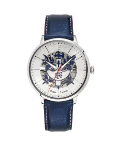 PIERRE LANNIER ÉLYSÉE MEN’S BLUE LEATHER WATCH 42MM