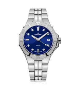 EDOX DELFIN THE ORIGINAL DIVER DATE LADY BLUE WATCH
