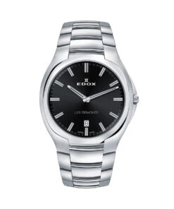 EDOX LES BÉMONTS ULTRA SLIM DATE QUARTZ BLACK