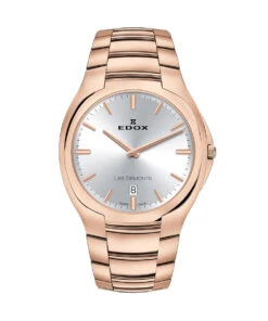 EDOX LES BÉMONTS ULTRA SLIM DATE QUARTZ ROSE GOLD