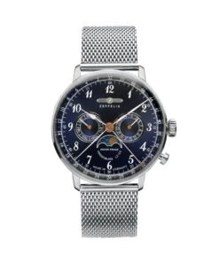ZEPPELIN WATCH LZ 129 HINDENBURG MOONPHASE BLUE STEEL
