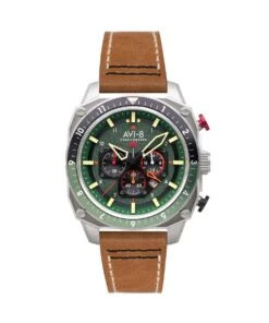AVI-8 WATCH HAWKER HUNTER DUAL TIME CHRONOGRAPH BROWN