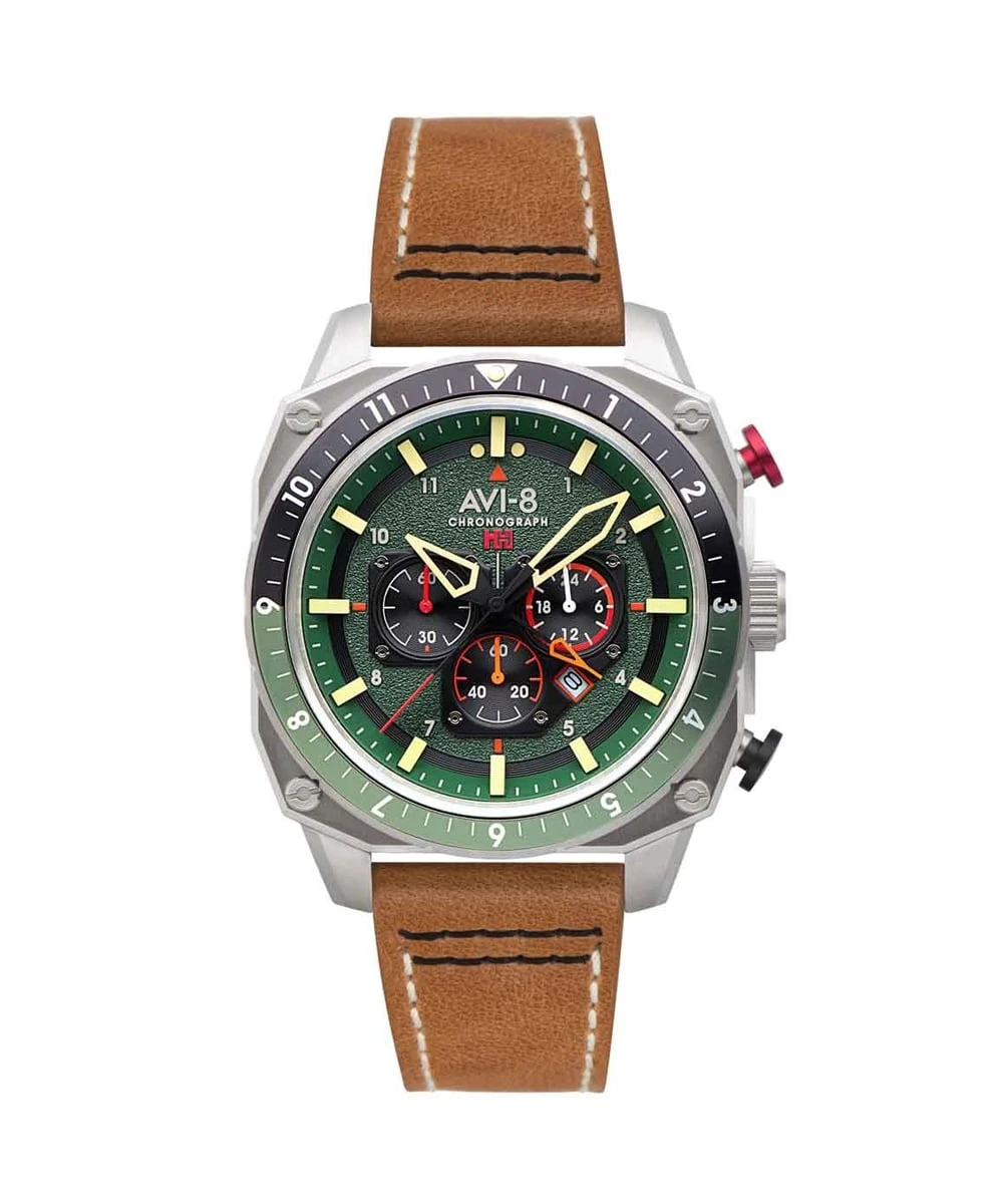 AVI-8 WATCH HAWKER HUNTER DUAL TIME CHRONOGRAPH BROWN