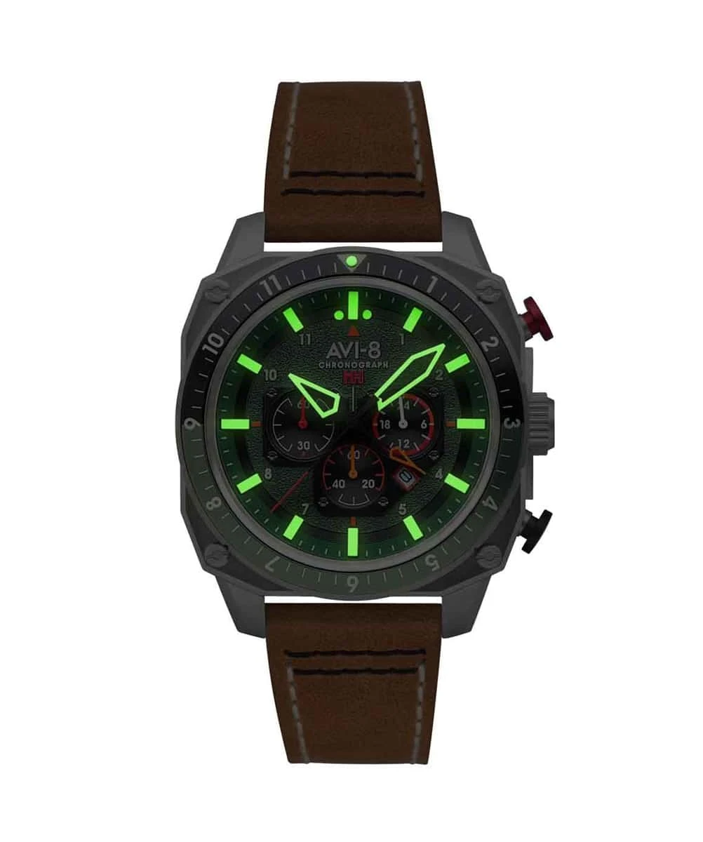 AVI-8 WATCH HAWKER HUNTER DUAL TIME CHRONOGRAPH BROWN – Image 2
