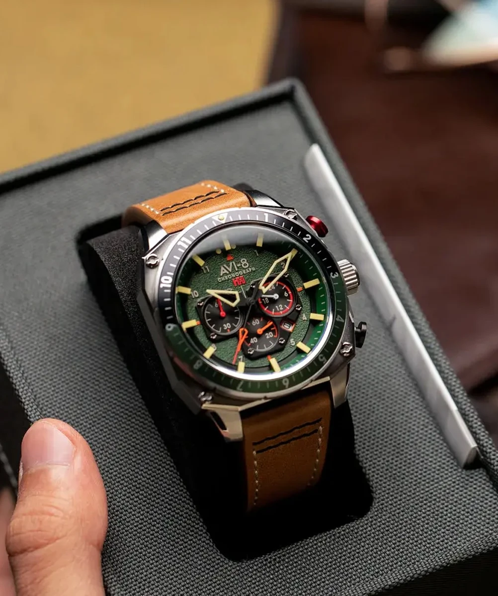 AVI-8 WATCH HAWKER HUNTER DUAL TIME CHRONOGRAPH BROWN – Image 6