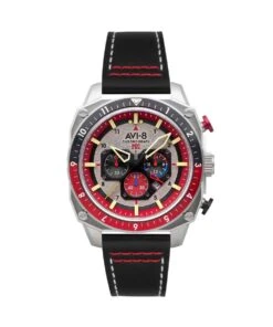 AVI-8 WATCH HAWKER HUNTER DUAL TIME CHRONOGRAPH RED DIAL