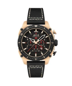 AVI-8 WATCH HAWKER HUNTER DUAL TIME CHRONOGRAPH JET BLACK