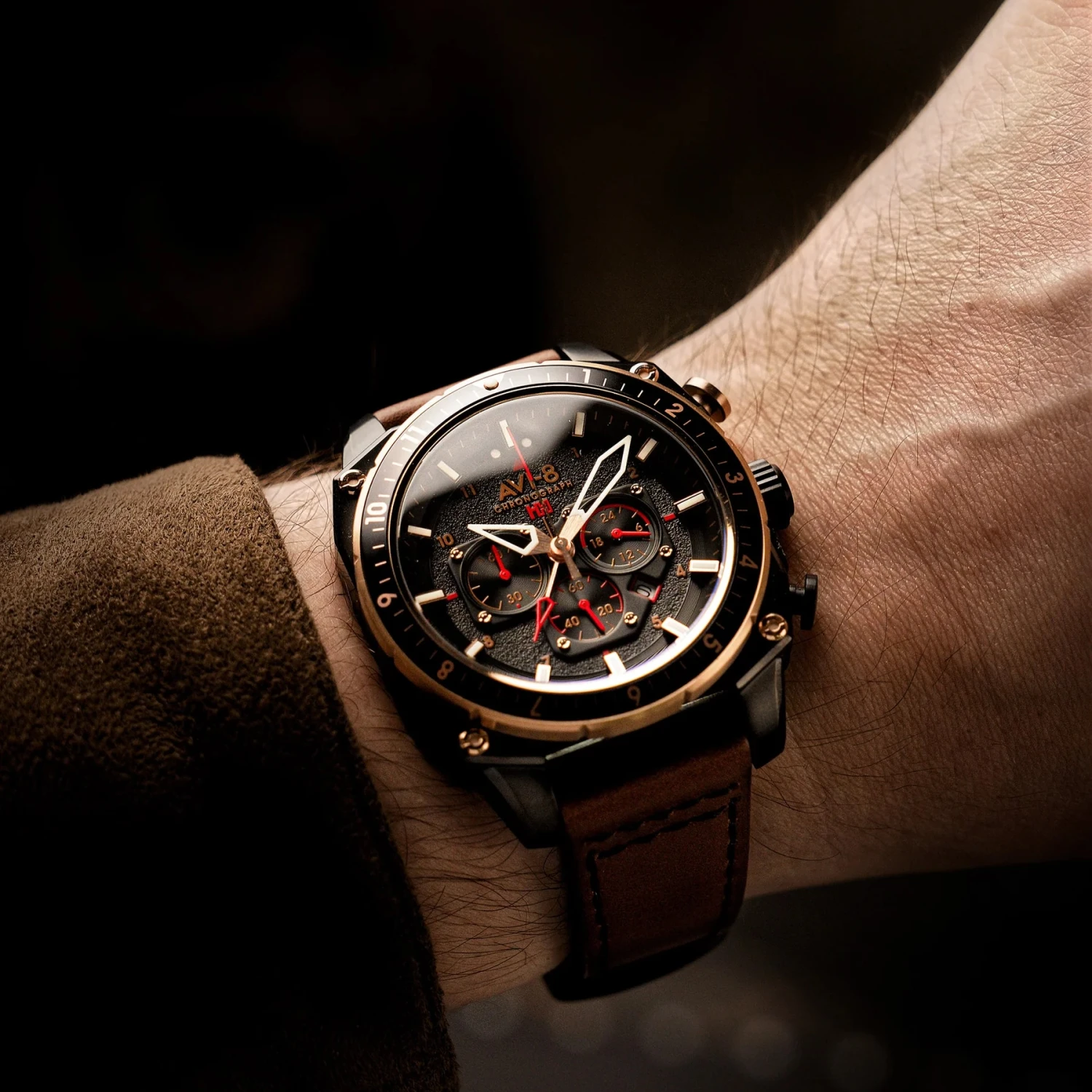 AVI-8 HAWKER ATLAS DUAL TIME CHRONOGRAPH JADE BLACK – Image 2