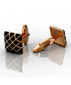 DUVERNET ROSE GOLD AND BLACK CUFFLINK