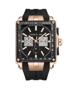 CERRUTI 1881 CERRUTI ODISSEA QUARTZ SILICONE BLACK WATCH
