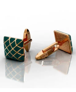 DUVERNET ROSE GOLD AND BLUE GREEN CUFFLINK