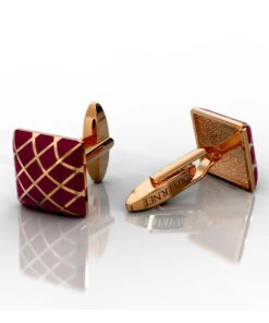 DUVERNET ROSE GOLD AND GARNET CUFFLINK