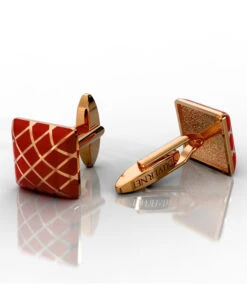DUVERNET ROSE GOLD AND RED CUFFLINK