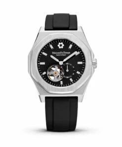 MAISON DU TEMPS WATCH MTDELTA OPEN HEART BLACK RUBBER BLACK