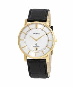 ORIENT MEN’S WATCH BLACK LEATHER WHITE DIAL