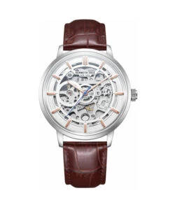 KENNETH COLE AUTOMATIC SKELETON BROWN LEATHER 42MM