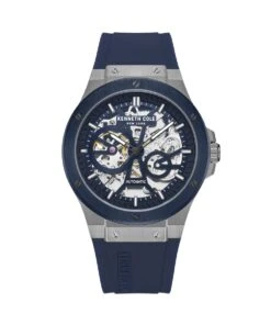 KENNETH COLE AUTOMATIC SKELETON BLUE SILICONE 43MM