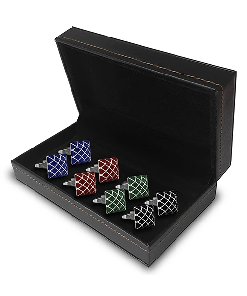 SET OF 4X CUFFLINKS DUVERNET STEEL