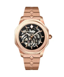 NAPPEY SKELETON ROSE GOLD AND BLACK STEEL