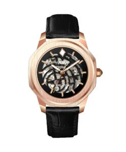 NAPPEY SKELETON ROSE GOLD AND BLACK LEATHER BLACK