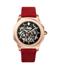 NAPPEY SKELETON ROSE GOLD AND BLACK SUEDE RED