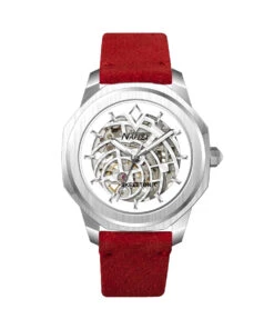 NAPPEY SKELETON SILVER AND WHITE SUEDE RED