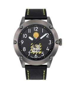 PATROUILLE DE FRANCE TARMAC 701 BLACK LEATHER WATCH