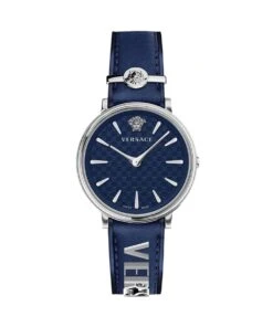VERSACE ANALOG BLUE LEATHER