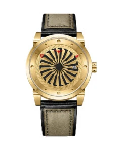 ZINVO WATCH BLADE GOLD BROWN LEATHER