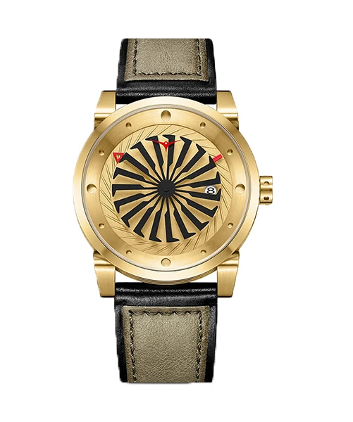 ZINVO WATCH BLADE GOLD BROWN LEATHER